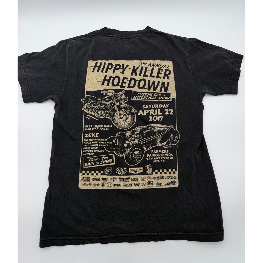 Hippy Killer Hoedown 2017 Custom Car Motorcycle Show T-Shirt Black Mens Small